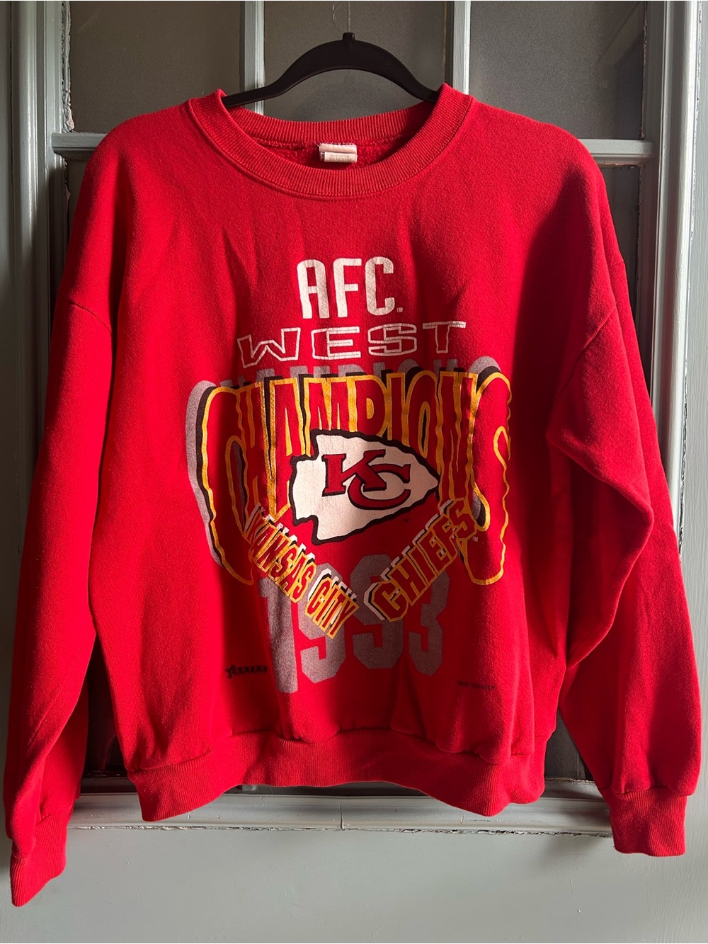 Vintage 90’s Kansas City Chiefs 1993 Crewneck AFC West Championship Pullover Red